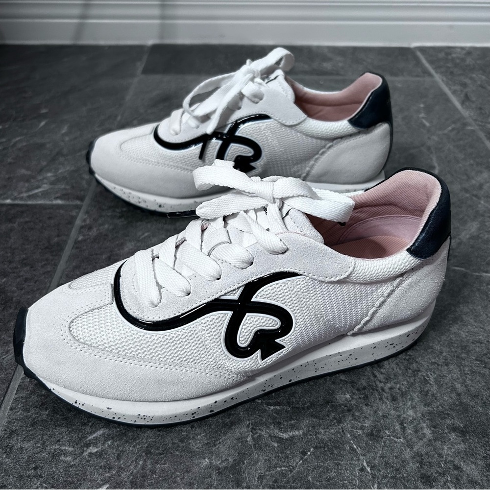 Kate Spade White and Black Brigitte Runner Tennis Shoe Size 7.5 B Retro Style - Picture 3 of 15